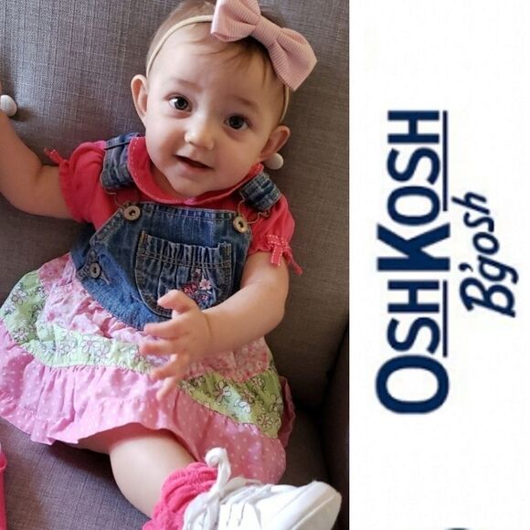 Oshkosh Girls Overalls Patchwork Dress - Picture 1 of 6